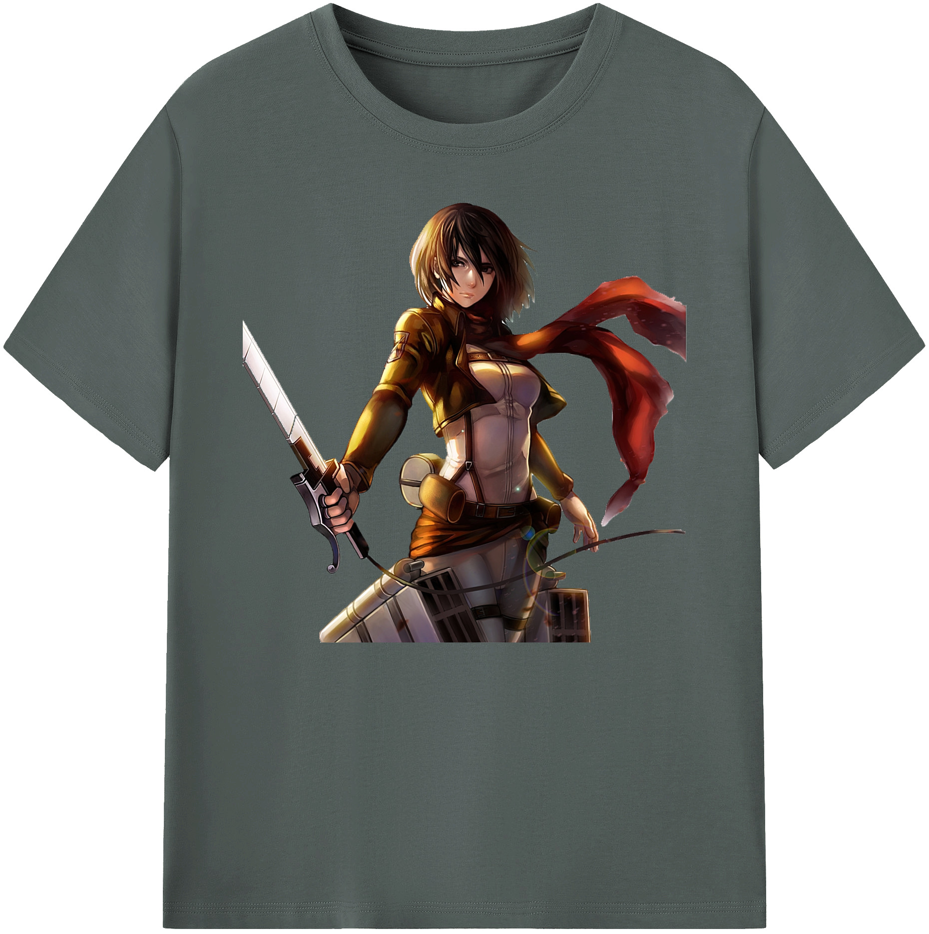 （画像用） 進撃の巨人 ミカサ·アッカーマン Attack on Titan Mikasa Ackerman 綿100％ メンズ半袖Tシャツ｜肌触りやわらか＆通気性